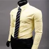 Mens Luxury Formal Work Casual Plain Suit Slim Fit Bottom Down Dress Shirt Tops 210626