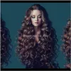 Zhifan Natural Waves Blonde Curly Styles 26 Zoll langes gewelltes Haar Pony Medium Smhw4 Synthetische Perücken Wekdc