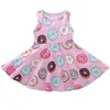 패션 마카롱 인쇄 여자 드레스 여름 면화 민소매 어린이 조끼 조끼 드레스 봄 라운드 목 귀여운 도넛 패턴 드레스 Q0716