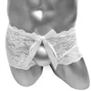 Öppen gren Floral spets sissy boxer trosor sexiga män shorts underkläder se genom mode underkläder söta manliga bikini underbyxor7370158