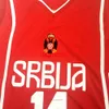 Européen Serbie Nikola 14 Basketball Jersey Hommes Broderie Points Chemises Sport Équipe Rouge Taille S-2XL