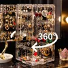 360 Degrés Rotatif Boîte De Rangement De Bijoux Boucle D'oreille Présentoir Organisateur Boucles D'oreilles Bracelet Collier De Stockage Rack Détachable 211112