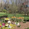 세 꽃과 나비와 함께 큰 금속 바람 스핀 풍차 야드 정원 장식 조각 홈 장식품 장식 개체 인형