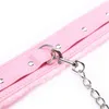 NXY Adult toys Sexy Pink PU Leather Chain Collar with Leash Bdsm Bondage Gear Adult Games Accessories Harness Toys 1130