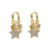 Mini Hoop met Multi Tiny Star Charm Hanger Earring Geplated Gold Silver Color Dames Mooie Kwastje Oorbellen Sieraden