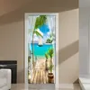 Balkon Deniz View 3D Kapı Sticker Duvar Boyama Oturma Odası Yatak Odası Kapı Duvar Kağıdı Çıkartmaları Kendi Yapışkan Su Geçirmez Dekor 210241U