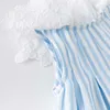 DBJ14117 dave bella summer baby girl's princess floral striped dress children fashion party dress kids infant lolita clothes Q0716