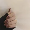 24st / set mode ballett falska naglar kort design naken vit gradient konstgjorda full manicure nageltillbehör tips med lim
