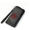Carteira Mulheres Cowhide Leather Rosa Pintura Embraiagem Bolsa Longo Design Telefone Feminino Embreagens Lady Coin Bag