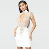 Summer Women'S Sexy High Collar Sleeveless Hollow Tassel Dress Bandage Mini Vestidos Celebrity Party 210525