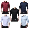 Hommes robe chemise mode à manches longues affaires Social mâle couleur unie col boutonné grande taille travail blanc noir 220215