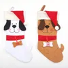 Weihnachtsstrumpf Cartoon Hund mit Weihnachtsmütze Geschenktüte Weihnachtsbaum hängende Socken Dekorationen JJA9423