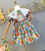 Vestido de verano 2020 para niñas, vestidos de fiesta de encaje con cuello vuelto de flores, vestido de princesa informal bonito sin espalda para ropa infantil Q0716