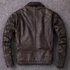 Hommes manteau en peau de vache veste en cuir véritable pour hommes Style Vintage homme vêtements en cuir moto Biker vestes 211111