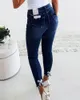 Kvinnors jeans plus size kvinnor denim byxor modekläder sommar kvinnlig botten hög midja byxor avslappnad båge manschett mager