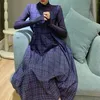 Yedinas Vintage Plaid Kleid Ärmellose Frauen Quadrat Kragen Lange es Sommer Midi Elegante Koreanische Vestidos Weibliche Vestido 210527
