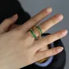 2021 Trendigt två band Desgin CZ Guldfylld ring Runda Blå Grön AAA CZ Stone Ringar för Kvinnor Smycken Bröllopsgåva