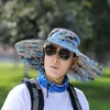 Camouflage emmer hoed voor mannen plus brede randige anti-UV-caps buiten waterdichte viskap vrouwen camping zomer wandelen zon hoeden delm22