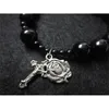 Black Nature Agate Rosary Beads Bracelet Gift Religious Nature Stone Prayer Beads Rosaries