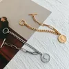 Peri'sbox Portrait Coin Chain Bracelets Toggle Clasp Think Link For Women Gold Silver Color Titanium Steel Charm