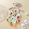 Kleidungssets Kleinkind Baby Mädchen Outfits Geborener Säugling Nettes Stirnband Blumen Strampler Kletterkleidung Weiches Mädchen