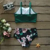 Yüksek Bel Mayo Seksi Bikini Kadın Mayo Vintage Yüksek Boyun Bikini Set Mayo Yüzmek Giyim Biquini Artı Boyutu XXL 210324