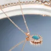 Kinel 585 Rose Gold Natural Zircon Charms Neckalce Fashion Women Blue Opal Chain Choker European Party Fine Jewelry