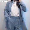 Zevity Women Fashion Double Breasted Casual Blazer Płaszcz Panie Biurowe Kieszenie Stylowe Outwear Suit Chic Business Tops CT661 211019