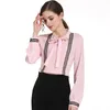 Moda feminina vestuário escritório blusa rosa chiffon camisa manga longa mulheres tops e s blusas d472 60 210506