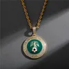 Hip Hop Iced Out Futebol Lembrança Pingente de Ouro Prata Banhado Cor Cúbico Zircão Colar Para Homens Mulheres