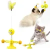 Moulin à vent pour animaux de compagnie Teasing Interactive Toy Cat Toy Turntable Funny Cat Stick Puzzle Training With Catnip Feather Pet Supplies 211122