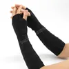 Wolle Halbe Finger Handschuhe Männer Frauen Gestrickte Winter Warme Fingerlose Lange Stricken Handschuh Einfarbig Mode Frauen Arm Wärmer