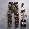 Odzież w stylu militarnym kamuflaż dopasowane spodnie proste Cargo spodnie męskie dorywczo taktyczne Camo Jogger męskie zieleń wojskowa Khaki 210518