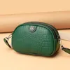 Women's Crocodile Pattern Soft Leather Wide Shoulder Strap Messenger Crossbody Handbags