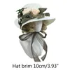 Lolita dulce lindo gorro de fiesta tocado flor de moda rosa elegante encaje cinta cuenta cadena sombrero para niñas mujeres 68UA sombreros de ala ancha
