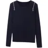 Women's Sweaters Autumn 2021 Large Blue Knitted Off Shoulder Top Fashion Long Sleeve Pullover Sweater