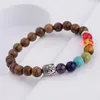 Beaded Strands Amader 7 Chakra Prayer Natural Wood Bracelet Men Ethinc Meditation Silver Buddha&Elephant Yoga For Women WABJ002 Trum22