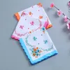 Mouchoir en coton imprimé serviettes écharpe brodée florale poche Hankie mouchoir WLL542