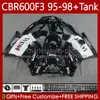 Body+Tank For HONDA CBR 600F3 600 F3 CC 600FS 97 98 95 96 black west Bodywork 64No.36 CBR600 FS CBR600F3 CBR600FS 1997 1998 1995 1996 CBR600-F3 600CC 95-98 Fairings Kit
