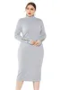 Alta Elastic Plus Size 5XL Malha Outono Vestido de Inverno Roupa Única Fileira Botão Turtleneck Sweater Vestidos Bodycon Slim Vestiods 210507