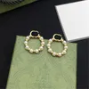 Mais novo designer de pérola círculo brincos charme feminino dupla carta eardrop menina pingente studs para festa data gift304l