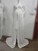 Robe de maternité blanche pour séance photo sur l'épaule dentelle longue robe de grossesse sexy fendue devant femmes enceintes robe maxi Q0713