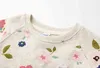 Baby Girls Autumn Printed Floral Sweater Long Sleeved Korean Bottoming Shirt Flowers Round Neck Kids Tops 211029