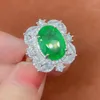 Pierścienie klastra 100% 925 Srebro Srebro Contain Coctail Yellow Ruby Blue Sapphire Clackstone Emerald Pierścień dla kobiet drobna biżuteria