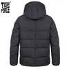 TIGER FORCE Men's winter jacket Mid-length Hooded Business Casual black Thicken markers man Parka Overcoat 70750 211129