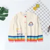 Cardigan lavorato a maglia per bambini Cappotto per neonata Carino nuvole con motivo arcobaleno Vestiti in cotone Ragazzi ted 210521