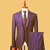 hree-piece Blazer Male Formal Business Plaids Suits for Men's Fashion Boutique Plaid