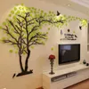 Grande tamanho amantes árvore acrílico adesivos de parede para sala de estar tv sofá parede 3d arte decoração acessórios home decor 210615