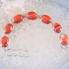 Łańcuch ręcznie robiony bransoletka biżuterii dla kobiet owalne kabochonowe koraliki naturalne czerwone żyły onyksowe regulowane 7,5 "-9" 1PCS H857 Fawn22