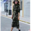 Autumn Basic Hooded Dress Sweatshirts Women Korean Fashion Camouflage Hoodies New Long Outwear Plus Size Split Casual Pullovers G1214